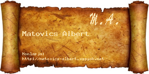 Matovics Albert névjegykártya