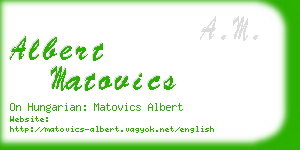 albert matovics business card